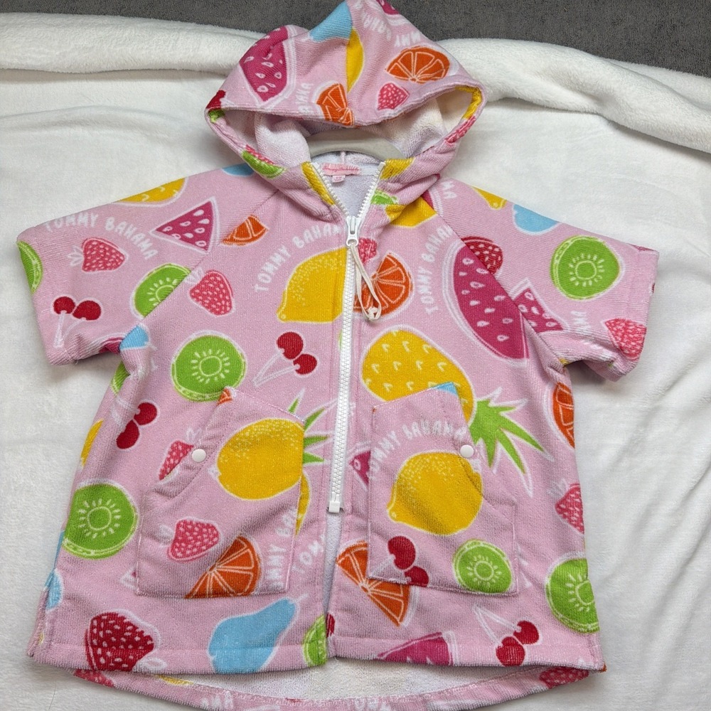 Tommy Bahama Kids Terry Cloth Hooded Beach Cover Up Fruit Print Small‎